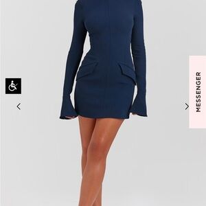 Mahalia Blue mini Dress with Bell Sleeves